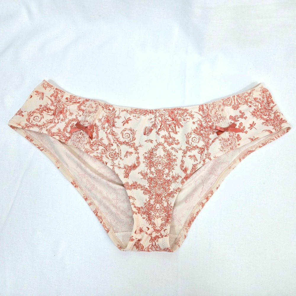 Vtg Victoria Secret Cream Orange Fairy Dragonfly Print Bikini Panty Large NWT